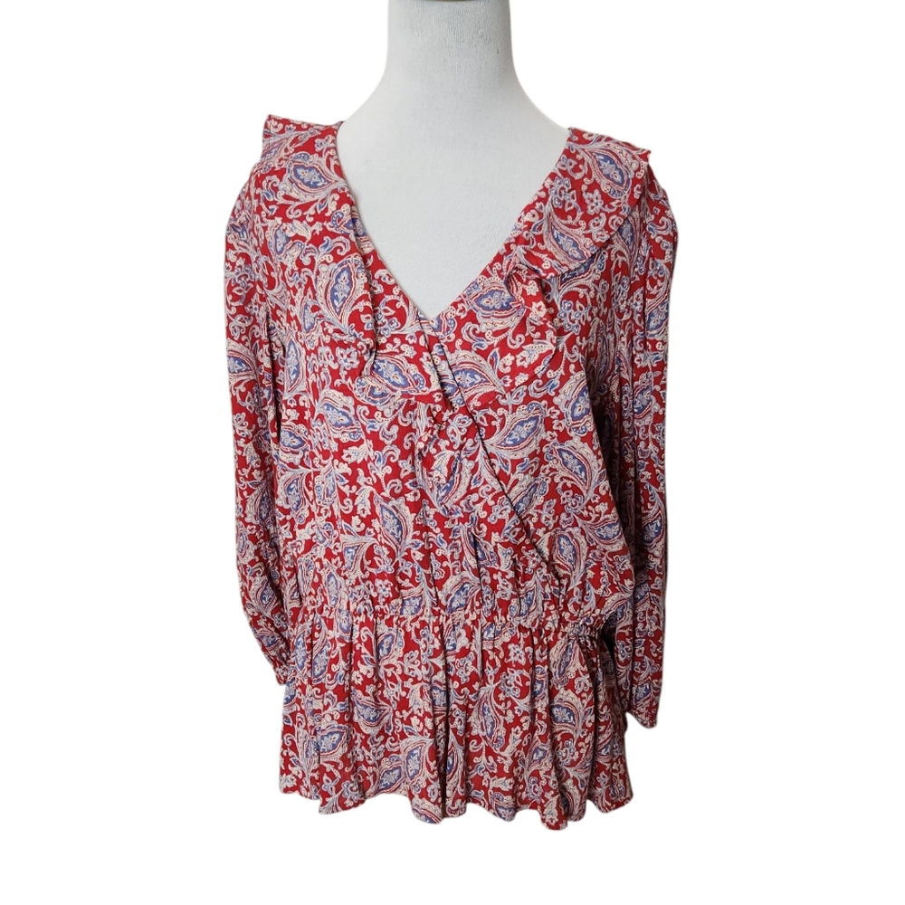 CHAPS Paisley‎ Soft Muted Colors Blouse Size Large